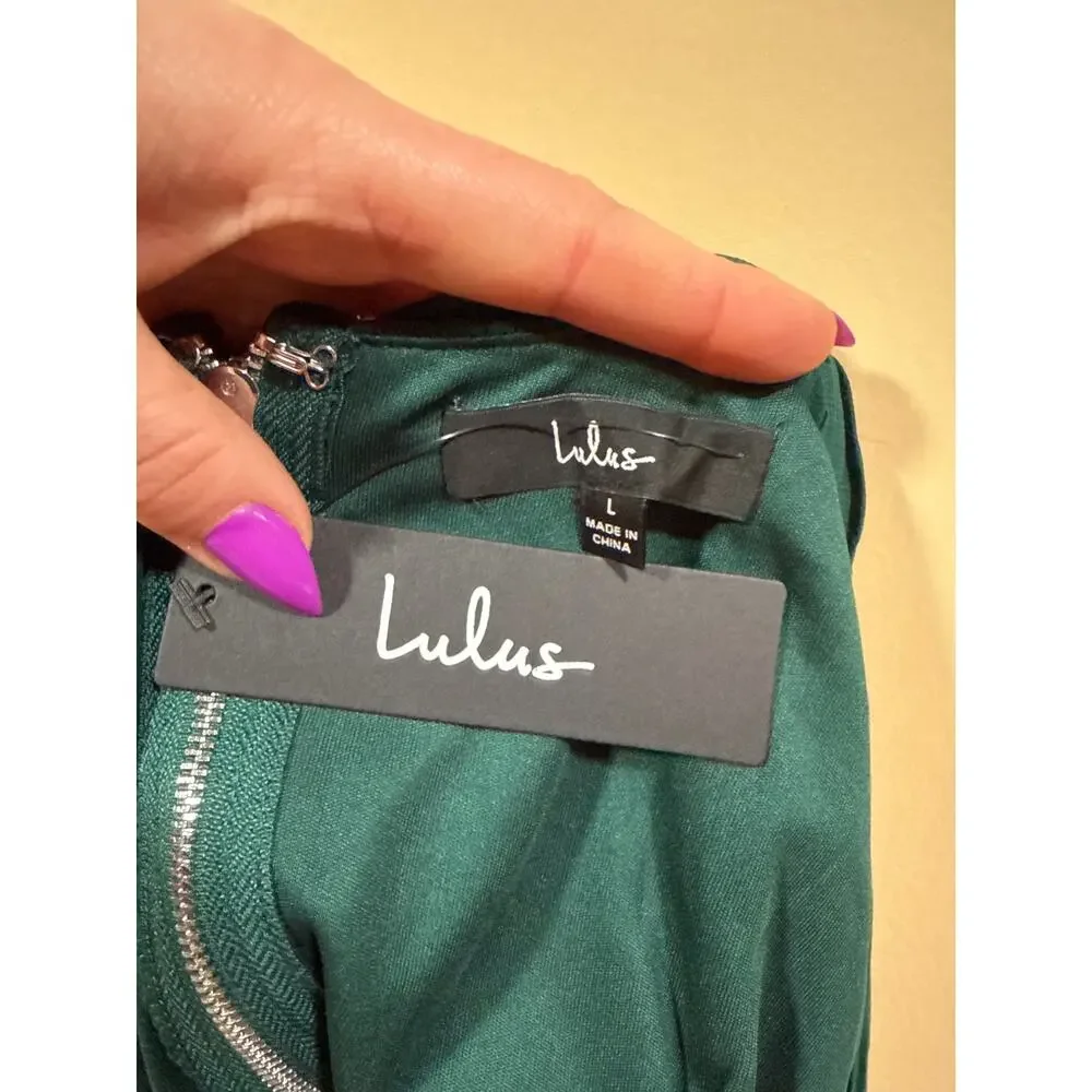 Lulu's Emerald Green Deep V Maxi Dress